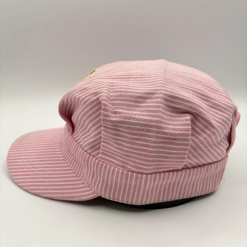 B&O Railroad Womens Hat Engineer Pink Striped Embroider Adjustable Snapback Cap